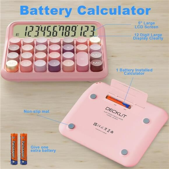 Large 12 digit desktop calculator big buttons tilt screen office school calculat - Picture 3 of 7